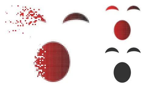 Dissolving Dotted Halftone Sleepy Smiley Icon Stock Illustration