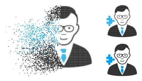 Dissolving Dotted Halftone Specialist Icon with Face イラスト素材