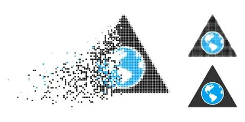 Dissolving Dotted Halftone Terra Triangle Icon Stock Illustration