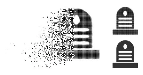 Dissolving Dotted Halftone Tombstone Icon Stock Illustration