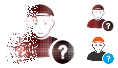 Dissolving Dotted Halftone User Status Question Icon with Face イラスト素材