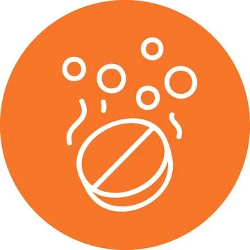 Dissolving effervescent tablet pill with bubbles icon graphic sign symbol i.. Stock-Illustration
