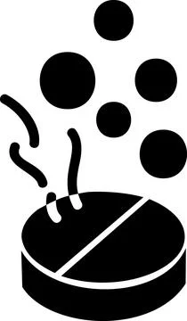Dissolving effervescent tablet with rising gas bubbles icon 스톡 일러스트