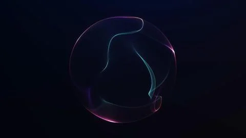 Dissolving gradient energy sphere with smooth light flow on dark background.. Stock Illustration