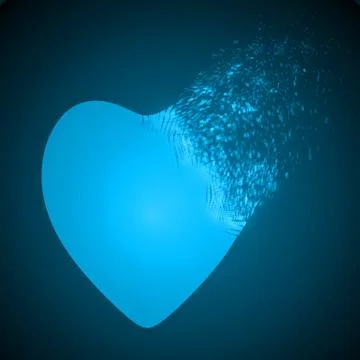 Dissolving heart shape. blue version. Stock Illustration