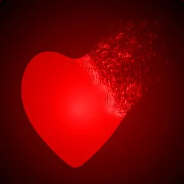 Dissolving heart shape. red version. Stock Illustration