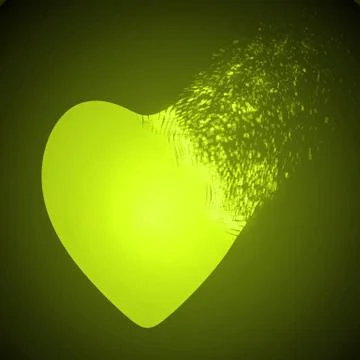 Dissolving heart shape. yellow version. Stock Illustration
