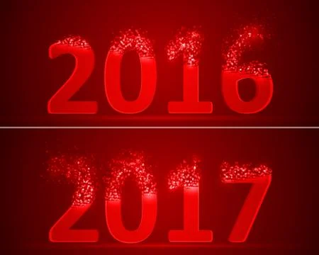 Dissolving numbers of years 2016 and 2017. Stock Illustration