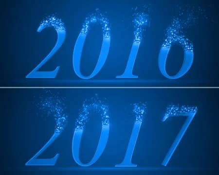 Dissolving numbers of years 2016 and 2017. Stock Illustration
