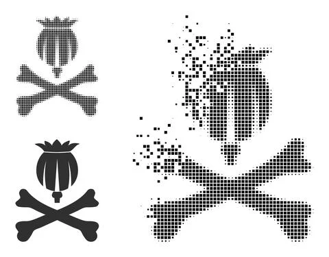 Dissolving Pixel and Original Mortal Opium Icon Stock Illustration