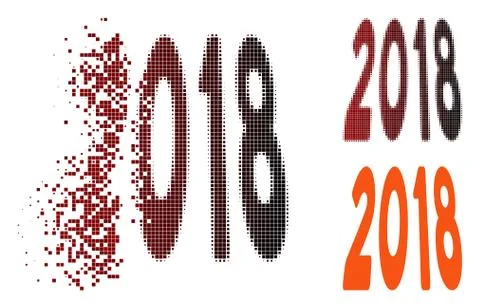 Dissolving Pixel Halftone 2018 Text Icon Stock Illustration