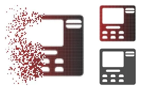 Dissolving Pixel Halftone ATM Device Icon Stock Illustration