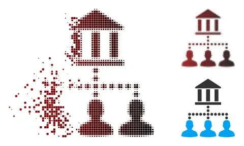 Dissolving Pixel Halftone Bank Client Links Icon Stock Illustration