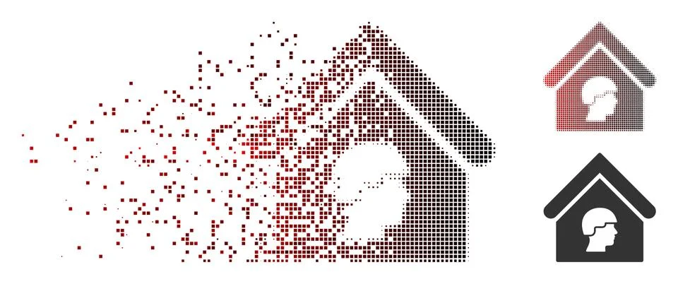 Dissolving Pixel Halftone Barrack Building Icon Ilustración de archivo