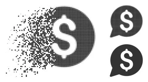 Dissolving Pixel Halftone Bid Icon Stock Illustration