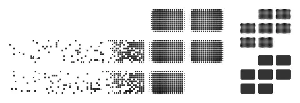 Dissolving Pixel Halftone Calendar Grid Icon Stock Illustration