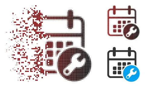 Dissolving Pixel Halftone Calendar Setup Icon Stock Illustration