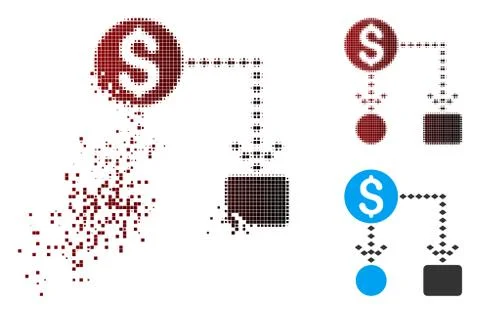 Dissolving Pixel Halftone Cashflow Scheme Icon Stockillustratie