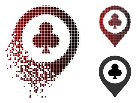 Dissolving Pixel Halftone Casino Map Marker Icon Illustrazione stock
