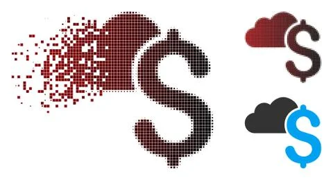 Dissolving Pixel Halftone Cloud Banking Icon Stock Illustration
