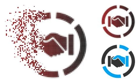 Dissolving Pixel Halftone Cooperation Handshake Diagram Icon Ilustración de archivo