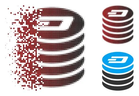 Dissolving Pixel Halftone Dash Coin Stack Icon イラスト素材