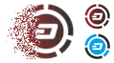 Dissolving Pixel Halftone Dash Pie Chart Icon Stock Illustration