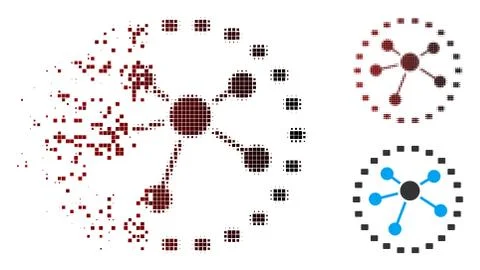 Dissolving Pixel Halftone Dotted Links Diagram Icon Ilustración de archivo
