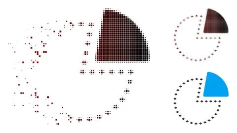 Dissolving Pixel Halftone Dotted Pie Chart Icon Stock Illustration