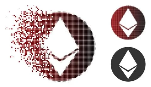 Dissolving Pixel Halftone Ethereum Coin Icon Stock Illustration