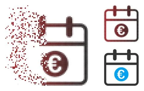Dissolving Pixel Halftone Euro Day Icon Stock Illustration