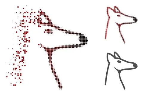 Dissolving Pixel Halftone Fox Head Icon Illustrazione stock