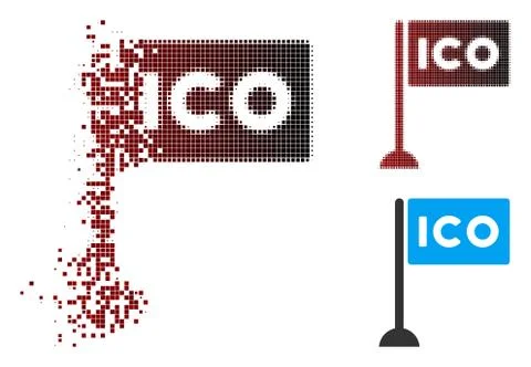 Dissolving Pixel Halftone ICO Rectangle Flag Icon Stock Illustration