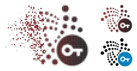 Dissolving Pixel Halftone Iota Key Icon Stock Illustration