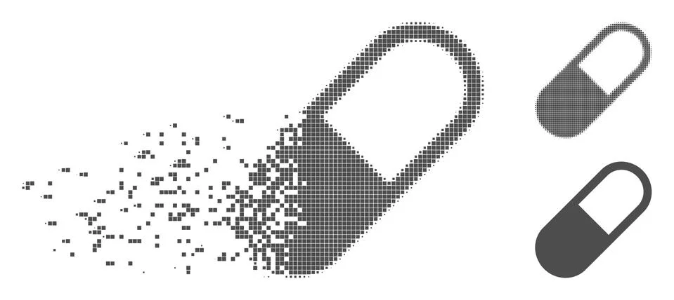 Dissolving Pixel Halftone Medication Granule Icon Illustrazione stock
