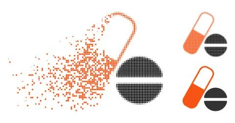Dissolving Pixel Halftone Medication Icon Illustrazione stock