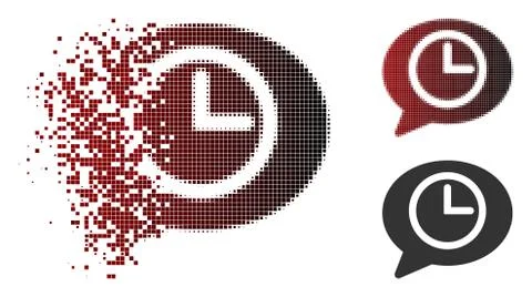 Dissolving Pixel Halftone Message Time Icon Illustrazione stock