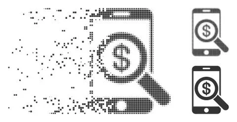 Dissolving Pixel Halftone Mobile Audit Icon Stockillustratie