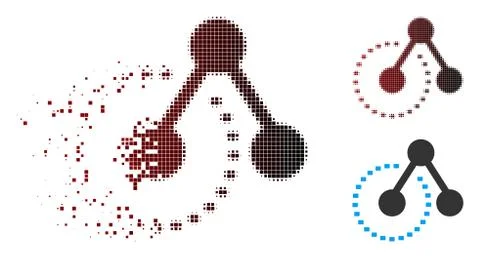 Dissolving Pixel Halftone Molecule Structure Analysis Icon Illustrazione stock