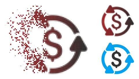 Dissolving Pixel Halftone Money Turnover Icon Stockillustratie