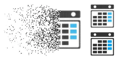 Dissolving Pixel Halftone Month Calendar Icon Stock Illustration