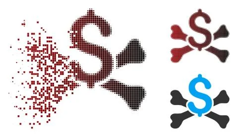 Dissolving Pixel Halftone Mortal Debt Icon Stock Illustration