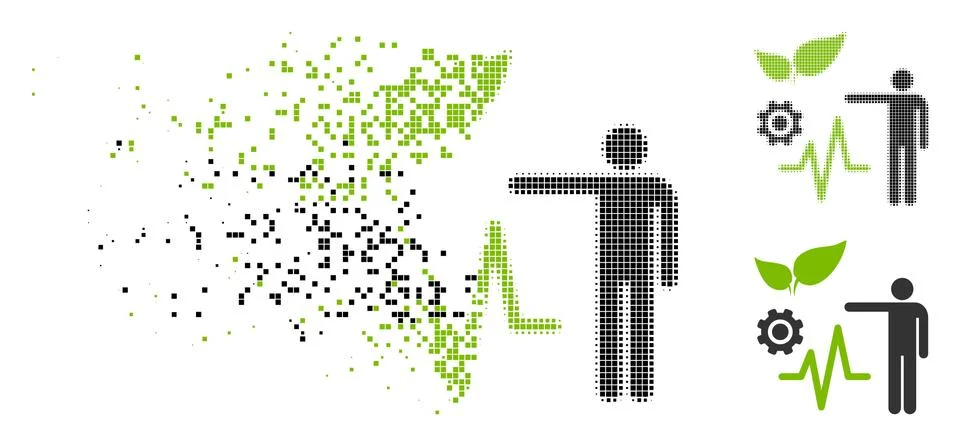 Dissolving Pixel Halftone Object Analysis Icon Illustrazione stock