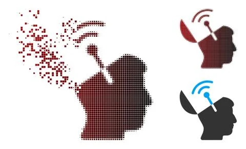 Dissolving Pixel Halftone Open Mind Radio Interface Icon Illustrazione stock