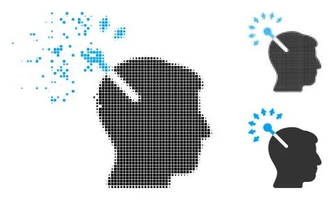 Dissolving Pixel Halftone Optical Neural Interface Icon Ilustração Stock