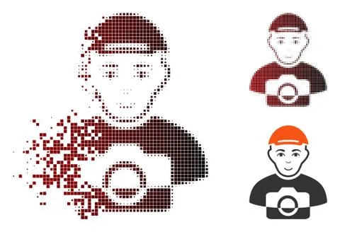 Dissolving Pixel Halftone Paparazzi Icon Stock Illustration