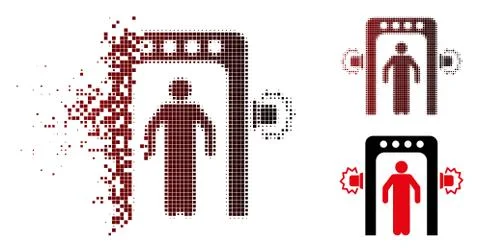 Dissolving Pixel Halftone Passenger Screening Icon Stock Illustration