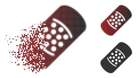 Dissolving Pixel Halftone Patch Icon Stock Illustration