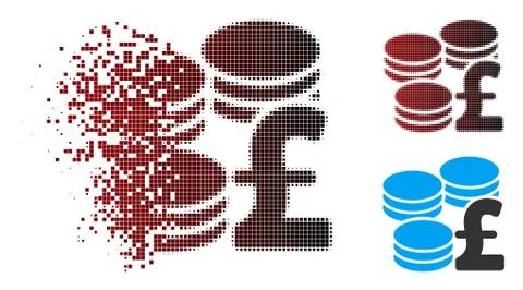 Dissolving Pixel Halftone Pound Coins Icon イラスト素材