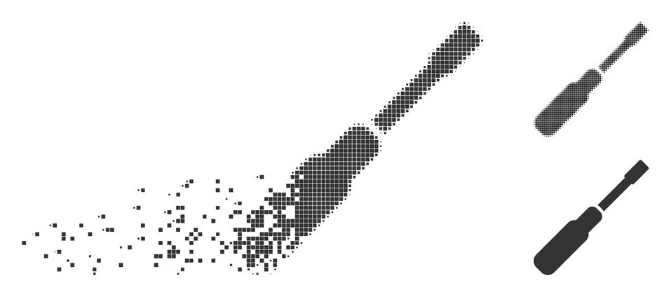 Dissolving Pixel Halftone Screwdriver Icon Stock Illustration